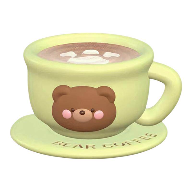 小熊咖啡杯子石膏涂色玩具摆件