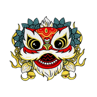 重工刺绣醒狮国潮自粘diy布贴绣花衣服包包装饰贴破洞时尚补丁贴