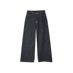 小个子闭眼入！~韩系原色植绒牛仔裤女秋冬加厚新款宽松阔腿裤子