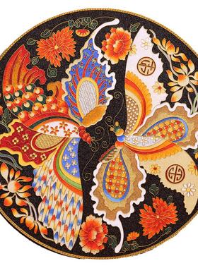 碳盘摆件喜相逢掐丝珐琅彩新中式玄关客厅坐盘团圆祝福手工礼品