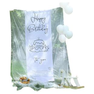 小红薯同款户外生日场景氛围布置装饰网纱背景挂布10周岁女孩拍照