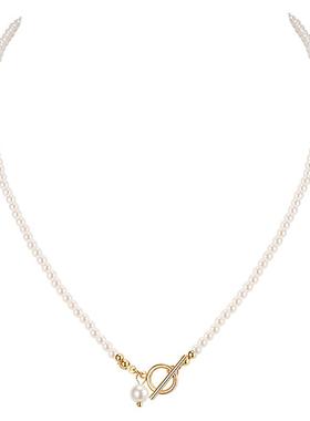 OT扣施家极细珍珠项链女