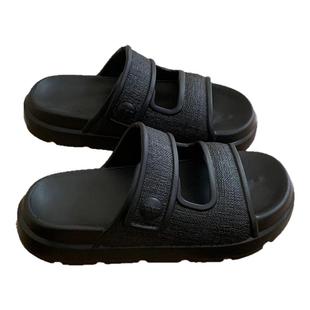 细细条 厚底防滑百搭纯色沙滩凉拖女时尚度假风网红夏季双带拖鞋