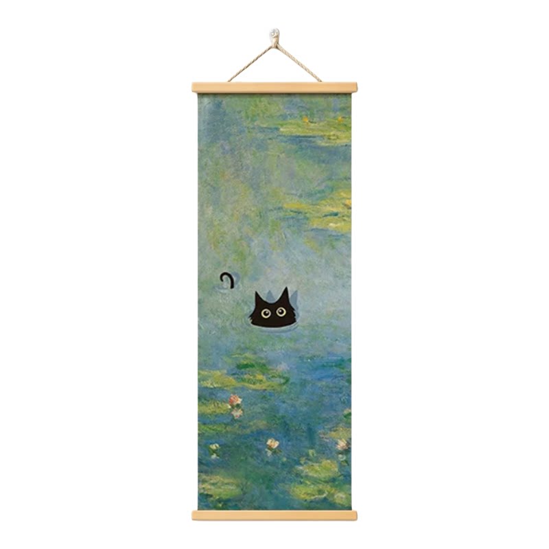猫咪复古卷轴装饰画客厅卧室