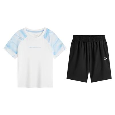 安踏儿童装男童宝宝套装夏装2025新款短袖短裤休闲两件套速干宽松