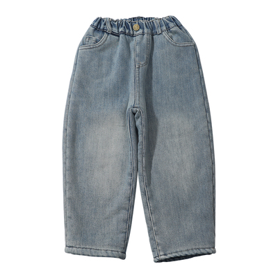 女童加绒牛仔裤冬加厚一体绒裤子