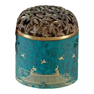 黄铜电香炉瑞鹤图电子香薰炉家用室内禅意茶道品香杯居家创意摆件