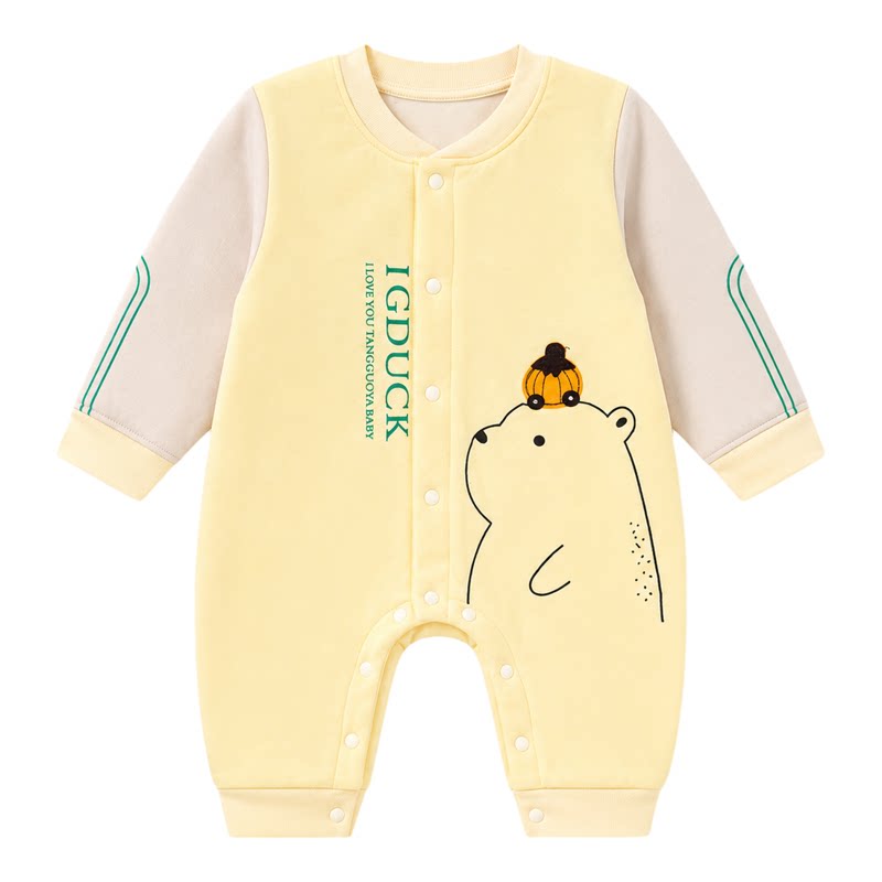 冬季婴儿加绒加厚纯棉爬服清仓