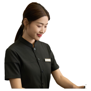 餐饮服务员衬衫男女收银点餐传菜收餐工作服衬衣薄款夏装印字定制