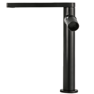 北欧简约黑色水龙头冷热洗脸盆拉丝金色洗头台上盆龙头全铜旋转高