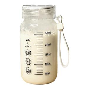 牛奶杯耐高温玻璃学生便携可微波豆浆杯子家用带盖刻度杯密封水瓶