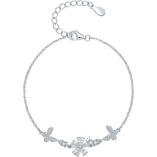 周六福蝴蝶结手链女S925银时尚百搭手饰送女友本命年礼物