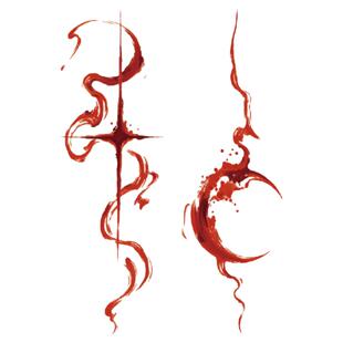 再变 血焰个性逼真彩色香水纹身贴纸万圣节血色保持久高级感贴纸