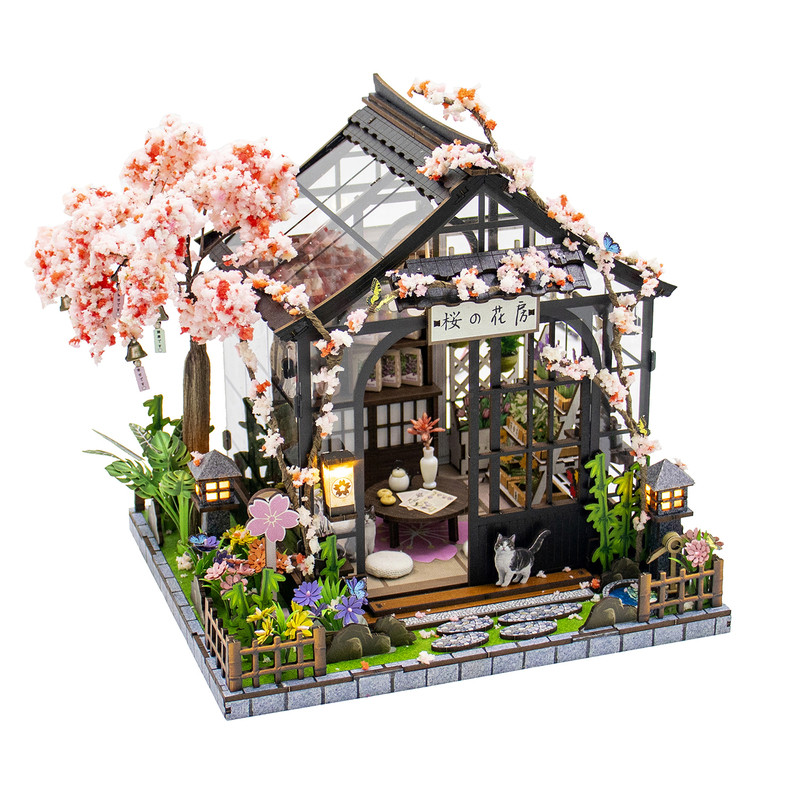 弘达diy小屋樱语温室花房别墅手工木质模型玩具拼装房子生日礼物