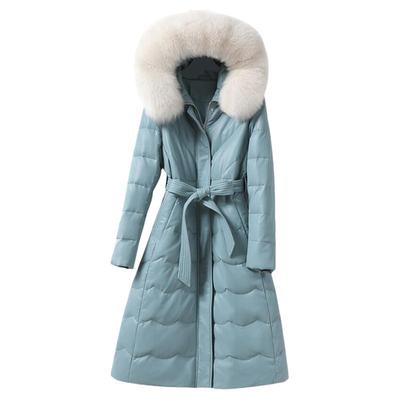 皮衣女冬装皮羽绒中长款海宁真皮