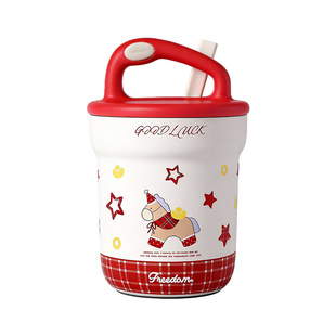 早餐杯带盖勺子保温杯女生陶瓷水杯大容量办公室杯子新年限定礼物