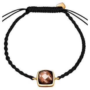 潮宏基小确幸18k金紫水晶/茶晶/托帕石彩金手链串珠手绳女礼物