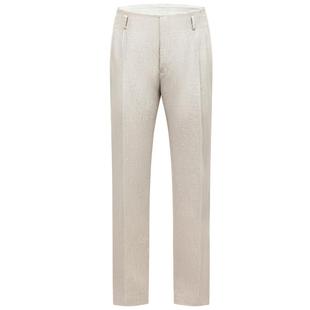 【高腰纯亚麻】柏品好莱坞米白西裤男春季双褶商务休闲微阔长裤子