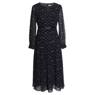 JAN AN NO简爱诺夏季新品圆点印花长袖收腰连衣裙J2210085LQ