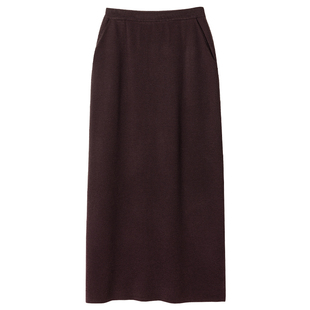 322WORKHOUSE黑色羊毛针织半身裙女2025新款秋季直筒长款裙B508