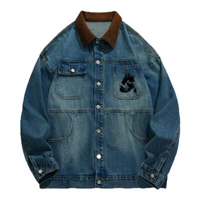 STA国潮美式火焰星标牛仔外套