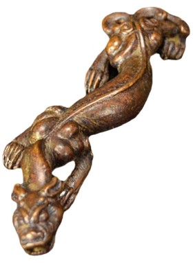 铜雕螭龙小摆件黄铜古玩茶宠铜器