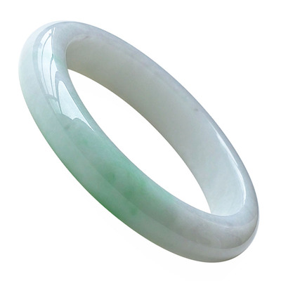清新年轻飘阳绿白底青翡翠手镯58