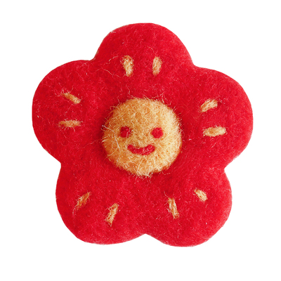 diy一朵小红花发夹羊毛毡戳戳乐