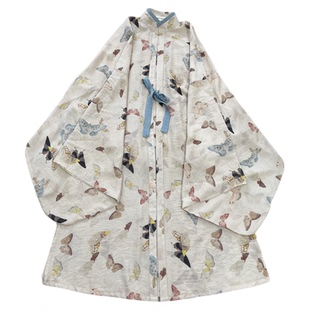 十里七巷 百蝶 明制立领对襟汉服长衫汉元素春秋主腰蕾丝裙三件套