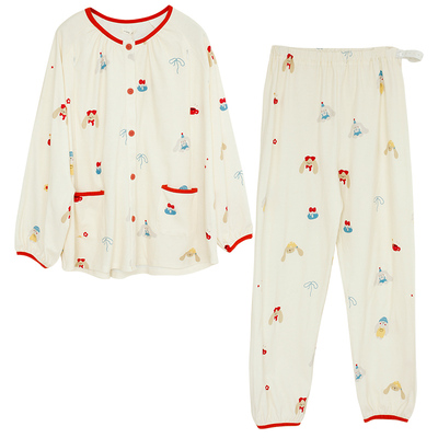 月子服纯棉四季孕妇哺乳睡衣