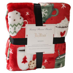 出口圣诞风法兰绒毛毯床单空调珊瑚绒毯子床上用盖毯毛巾被午睡毯