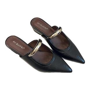 内增高坡跟尖头包头半拖鞋女外穿2026新款春夏绝美玛丽珍穆勒单鞋