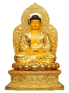 全铜贴金三宝佛一套释迦牟尼佛像