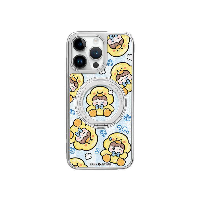 小黄鸭女孩适用iPhone17Promax手机壳新款苹果16Pro磁吸带支架保护套支点ip15可爱高级感好看13pm全包爆款14