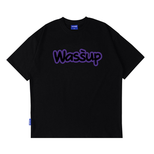 WASSUP潮牌字母LOGO印花t恤短袖男女夏季重磅纯棉圆领半袖上衣服