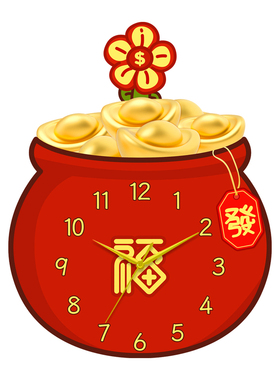 福字喜庆创意石英钟表静音挂表