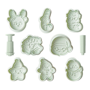 展艺卡通饼干模具恐龙糖霜黄油曲奇姜饼人diy按压式圣诞烘焙家用