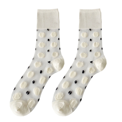 袜子女透明镂空黑白波点水晶丝袜