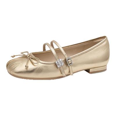 KISSKITTY牛皮蝴蝶结芭蕾单鞋