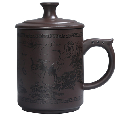 瓷韵东方紫砂茶杯办公杯陶瓷主人杯带盖过滤内胆个人水杯家用泡茶
