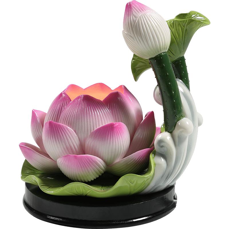 水墨风中国味LED长明陶瓷莲花灯