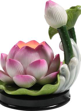 水墨风中国味LED长明陶瓷莲花灯
