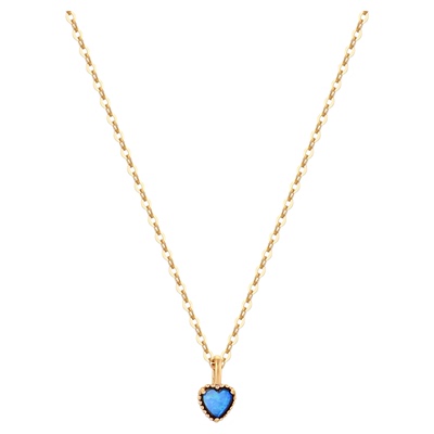 一撇一捺YPYN蓝色爱心项链女10K金锁骨链欧泊吊坠高级感奢华优雅