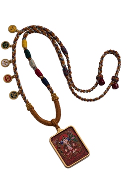 藏式朱砂手绘唐卡项链