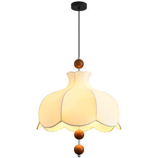 法式中古风布艺吊灯复古书房灯吧台灯餐厅吊灯饭厅吊灯卧室客厅灯