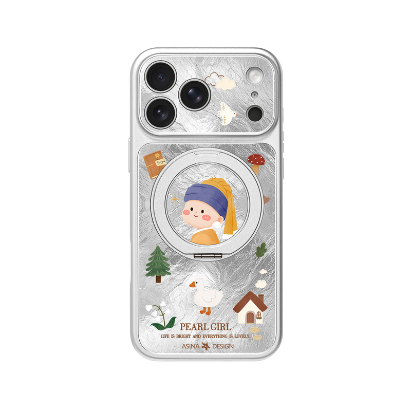 童话珍珠少女适用苹果17Promax手机壳新款iPhone16Pro磁吸保护套Do7带支架ip15可爱高级感14好看超薄13pm全包