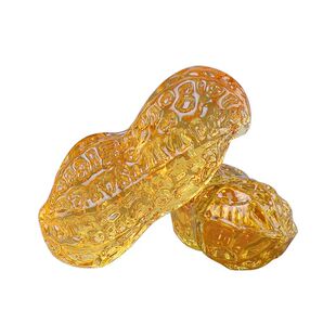 黄水晶色琉璃花生乔迁开业摆件招财婚庆用品好事发生办公室挂件