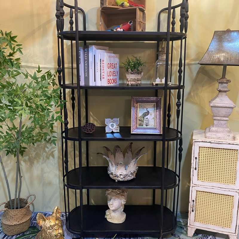 铁展示架艺复古简约罗马柱造型五层收纳架家居书架茶叶饰品店架子