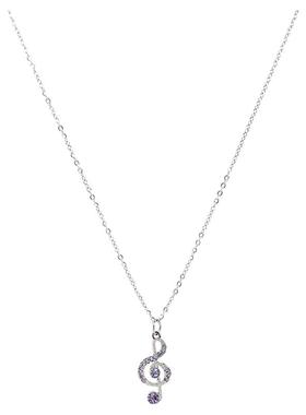 女生项链钛钢水钻音符吊坠锁骨链