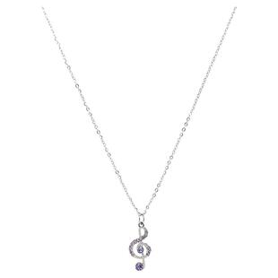 新品古着女生项链钛钢水钻音符吊坠锁骨链轻奢高级感时尚镶钻百搭